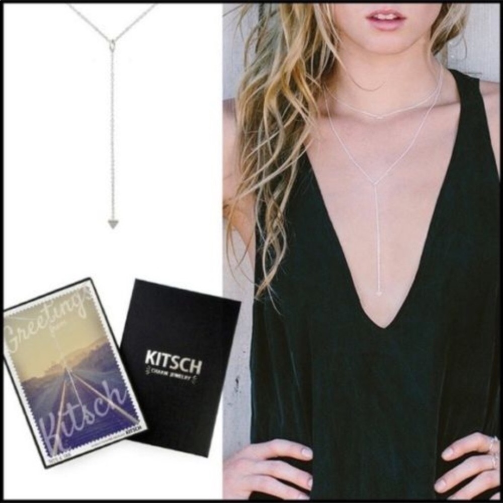 BNIB Kitsch Charm Jewelry Fearless Silver Plated Y-Shaped 36 Inch Chain Necklace
